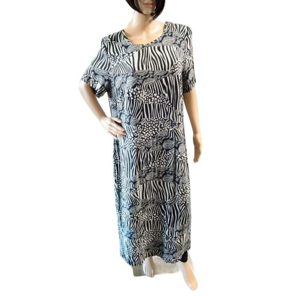 HBS Collection Plus Size 20W Zebra & Paisley Print Dress Shoulder Pads Back Slit - Picture 2 of 10